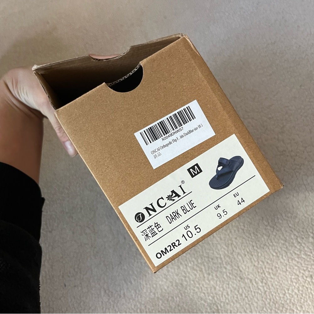 NIB ONCAI MENS DARK BLUE ORTHOPEDIC FLIP FLOPS 10.5 - Picture 3 of 4